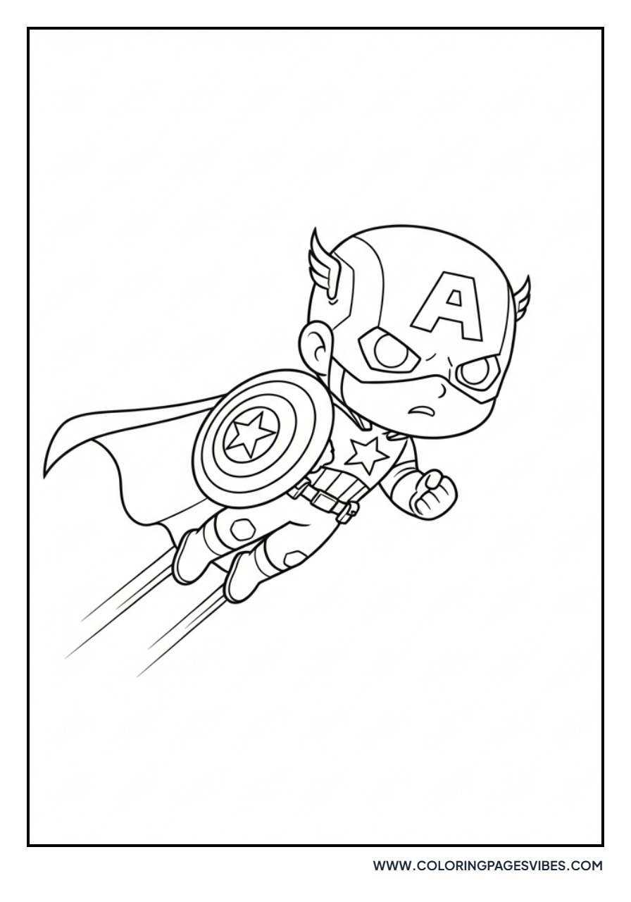 Chibi Captain America Flying