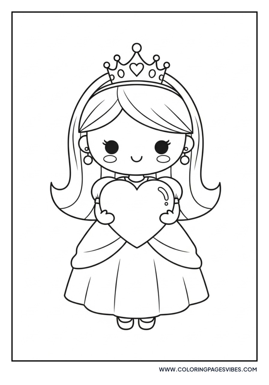 Kawaii Princess Holding Heart