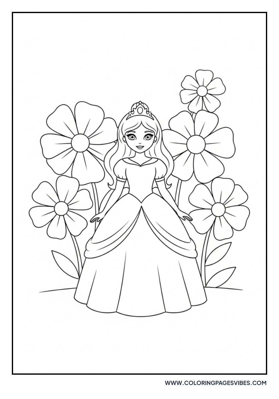 Princess in Garden of Flowers