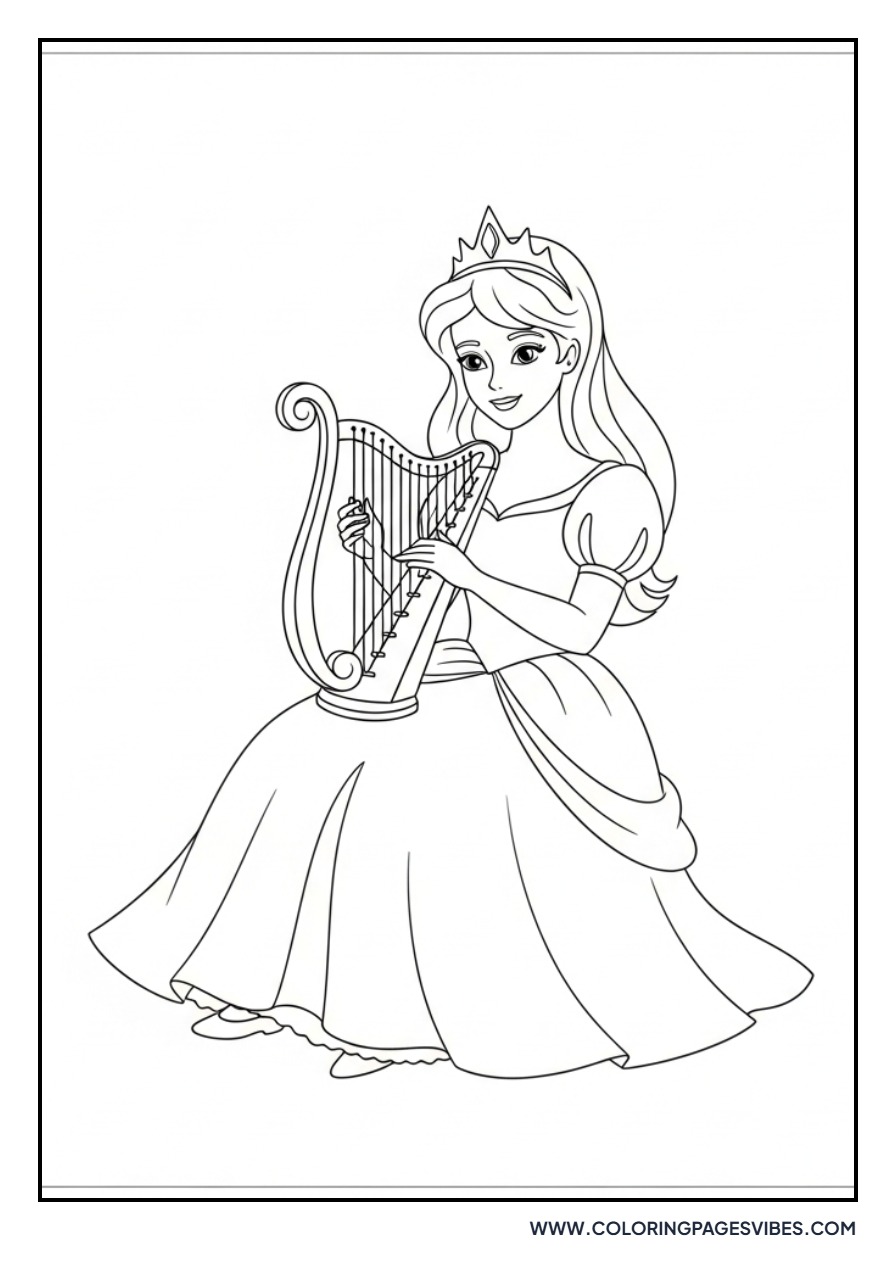 Princess Playing Harp