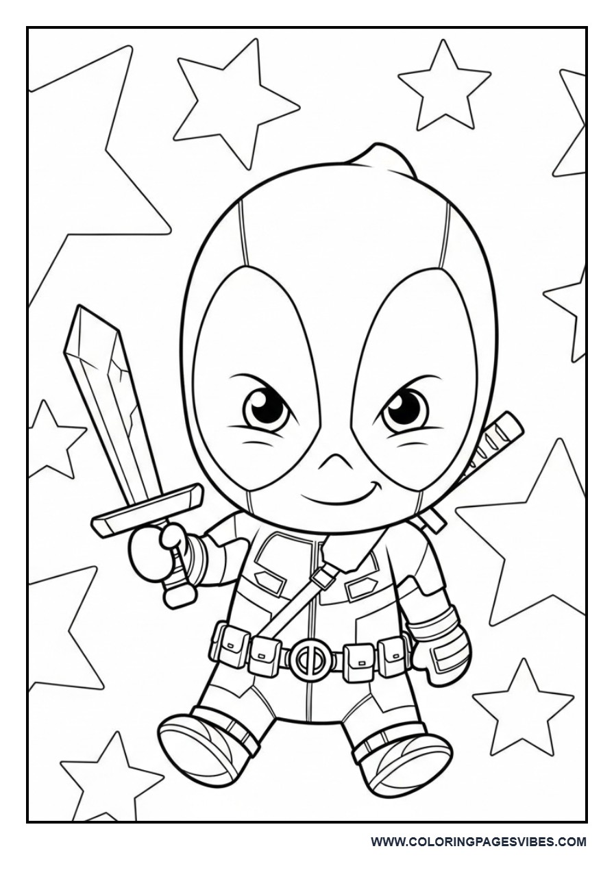 Baby Deadpool with Toy Stars