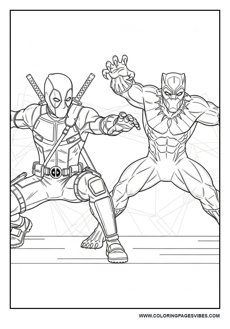 Deadpool and Black Panther Action Pose