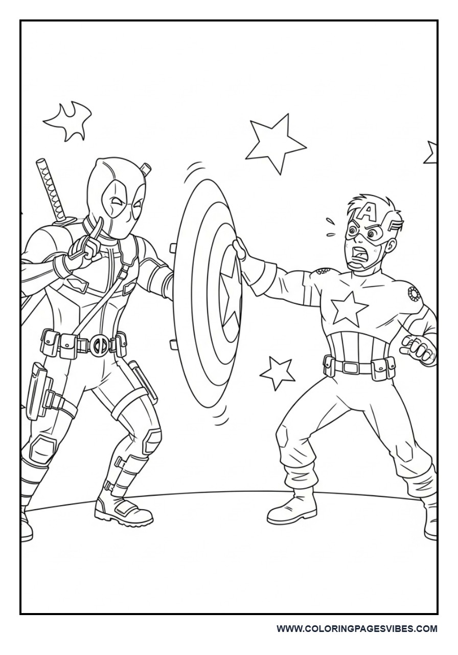 Deadpool and Captain America Shield Interaction