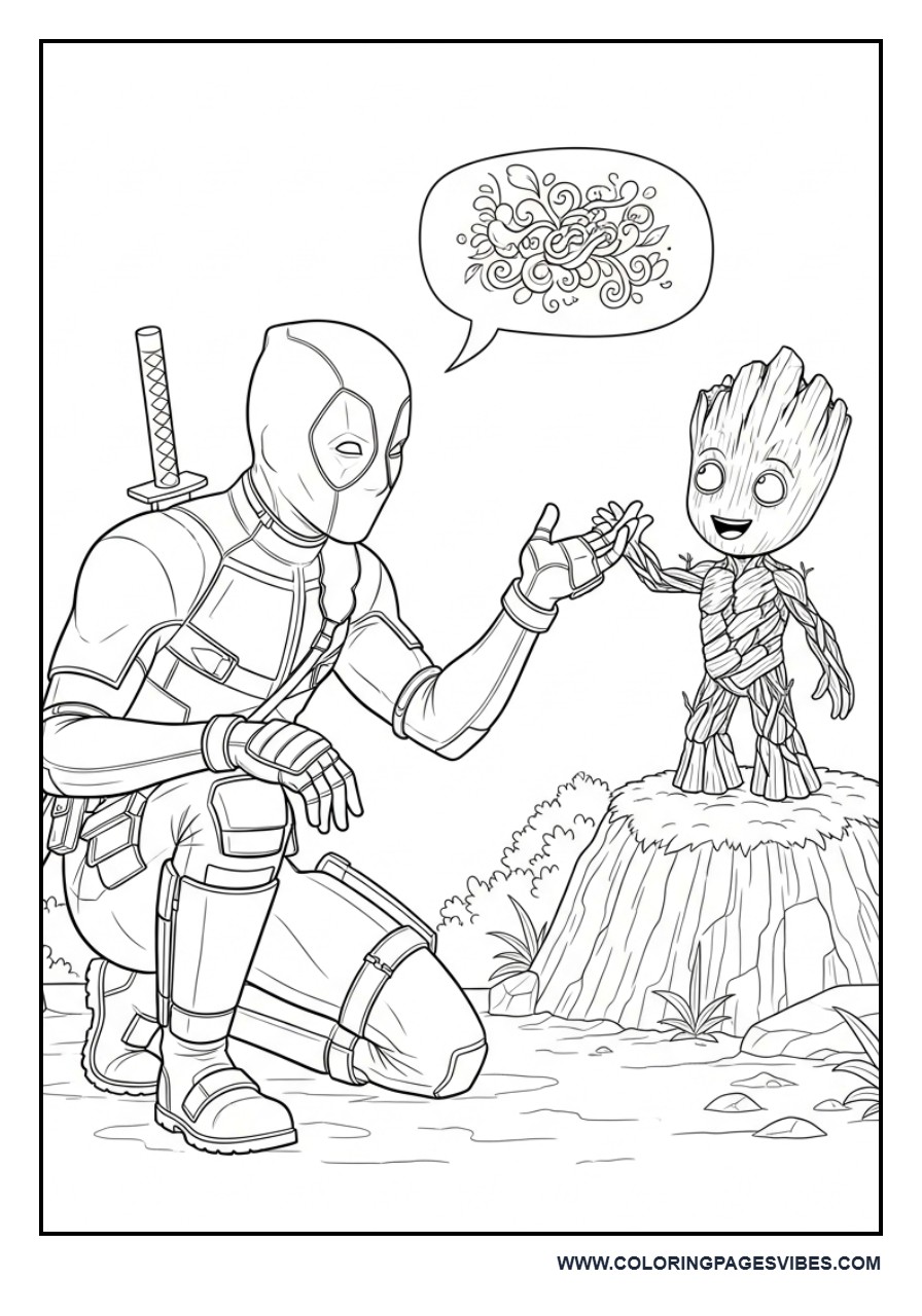Deadpool and Groot Cute Interaction