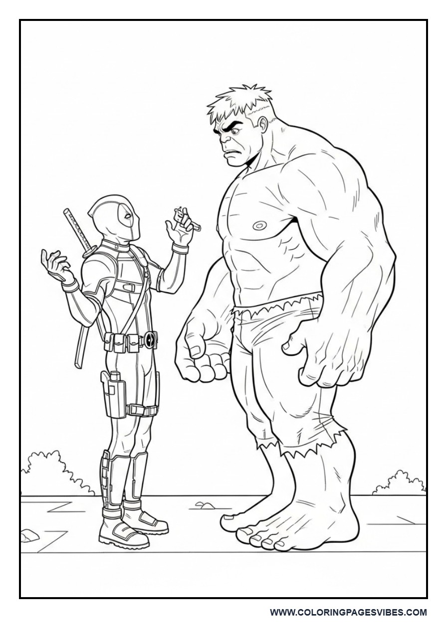 Deadpool and Hulk Funny Size Contrast