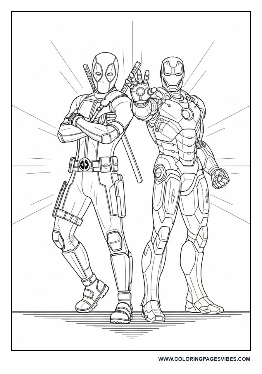 Deadpool and Iron Man Hero Pose Together