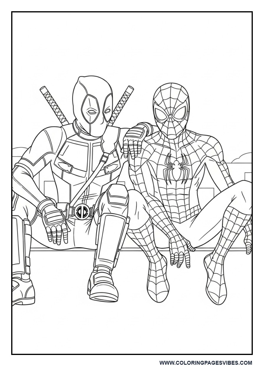 Deadpool and Spider-Man Hanging Together