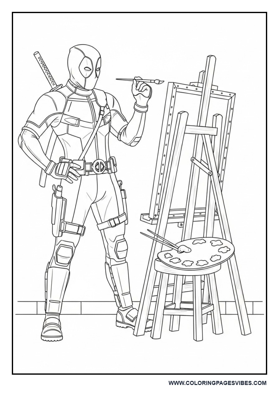 Deadpool as Artist Painting