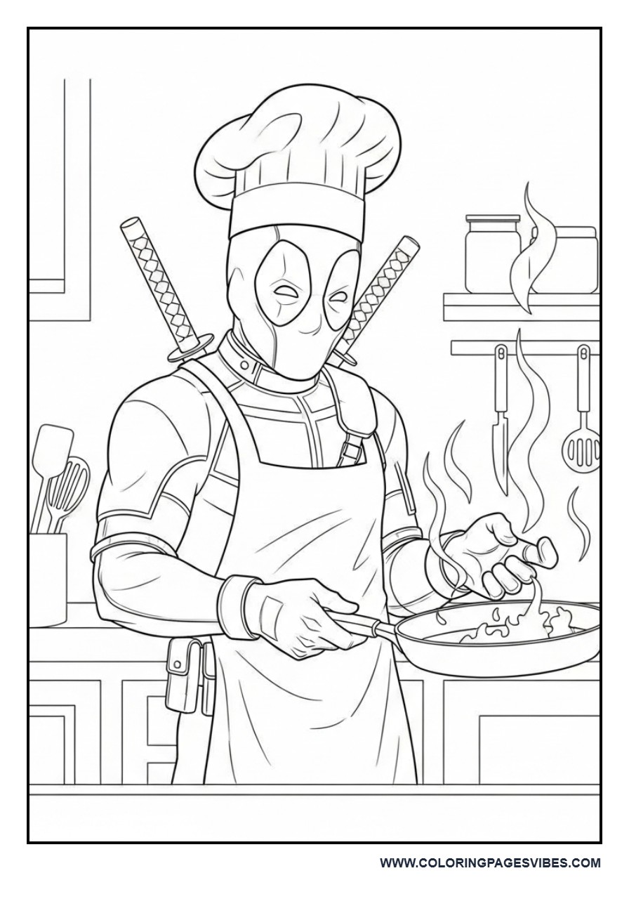 Deadpool as Chef Cooking Scene
