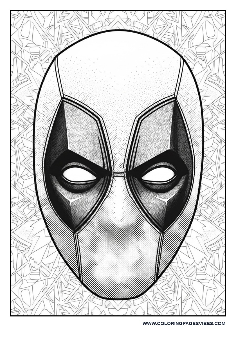 Deadpool Close-Up Detailed Mask with Patterns