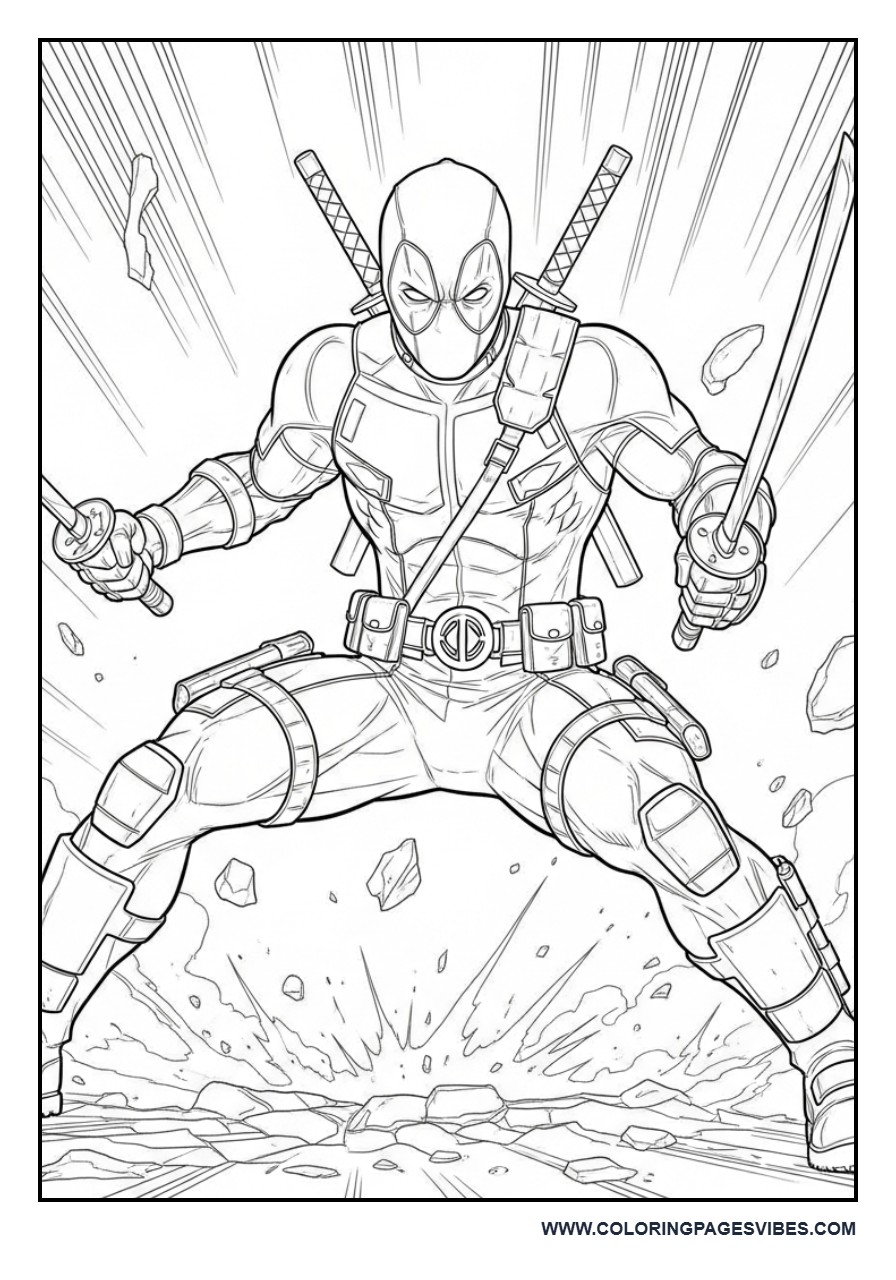 Deadpool Comic Action Battle Scene