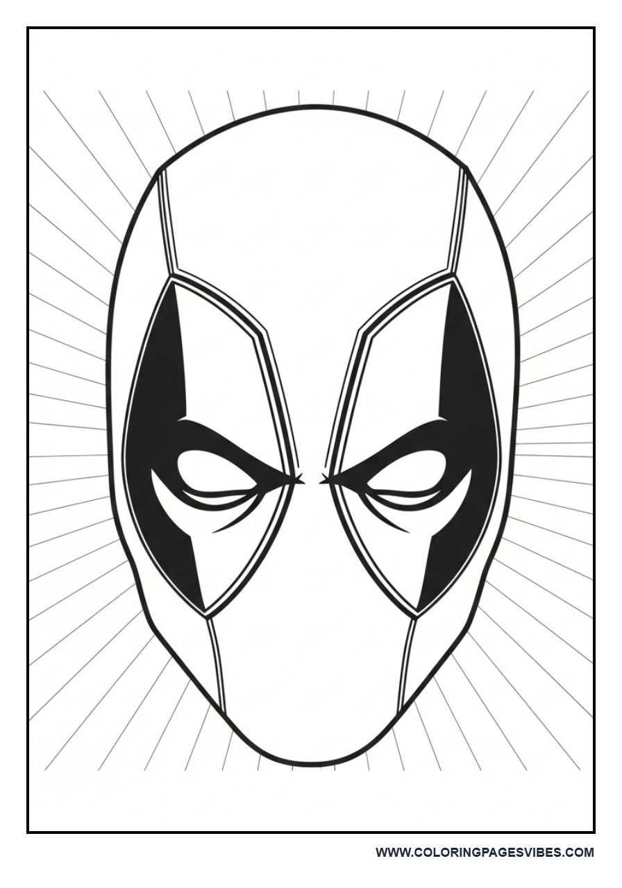 Deadpool Face Close-Up with Rays Background