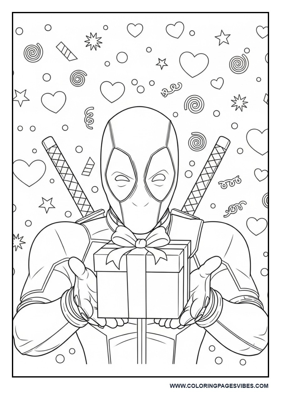 Deadpool Holding Gift Box
