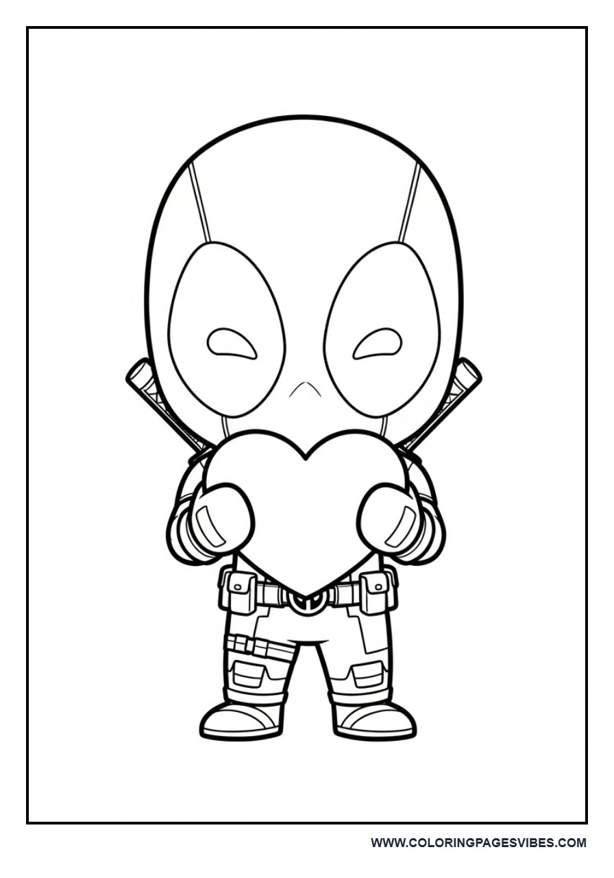 Deadpool Holding Heart (Cute Theme)