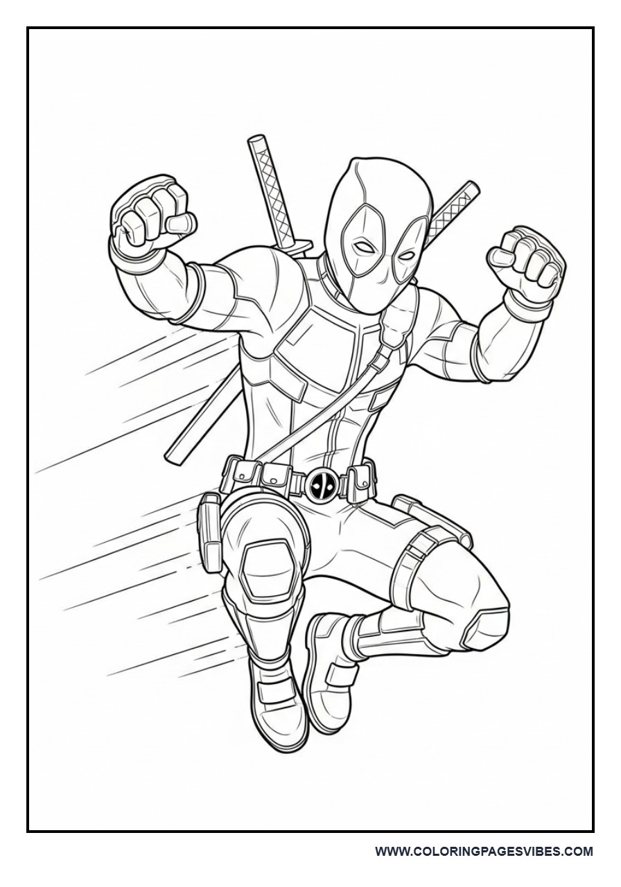 Deadpool Jumping with Motion Lines