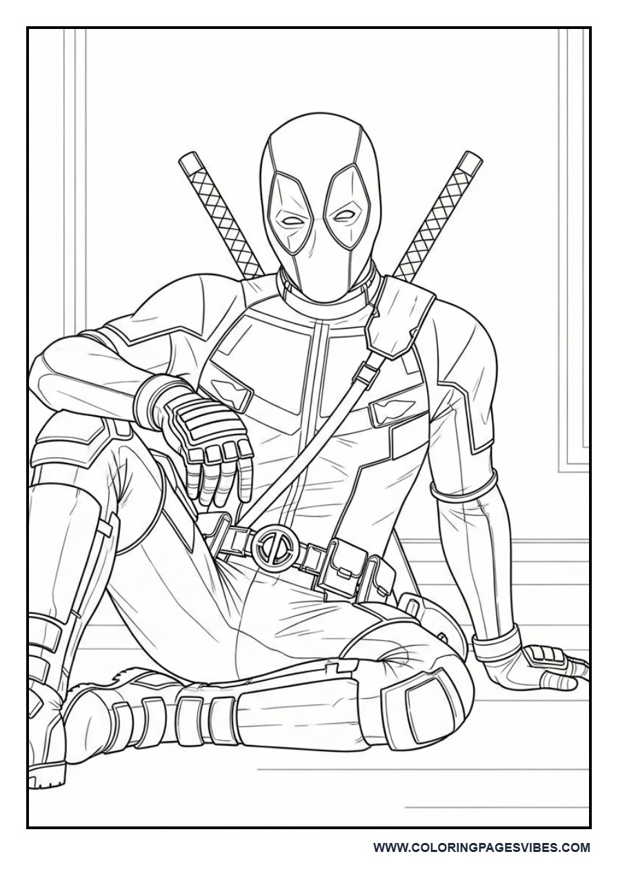 Deadpool Relaxing with Simple Room Background