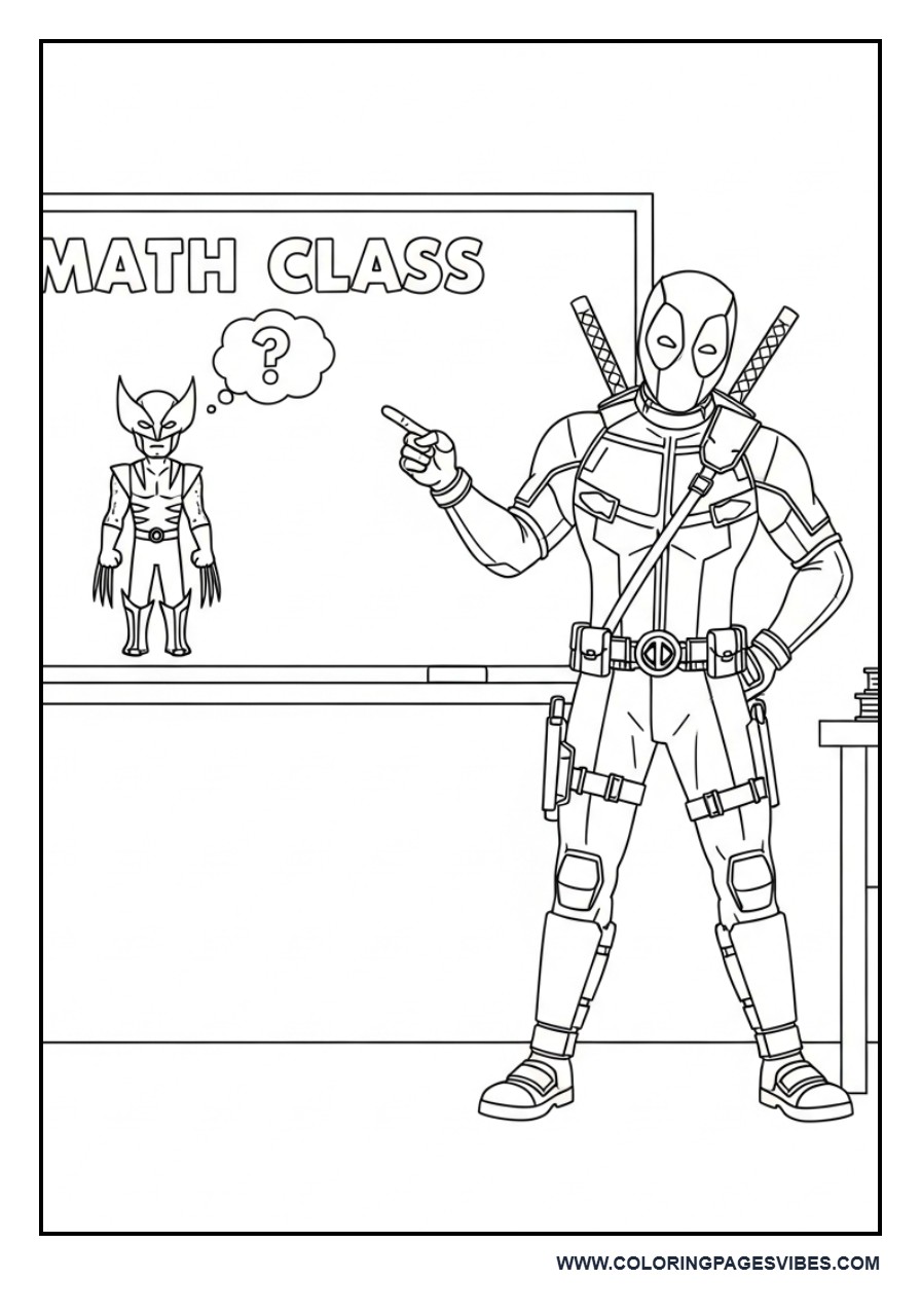 Deadpool Superhero in Classroom