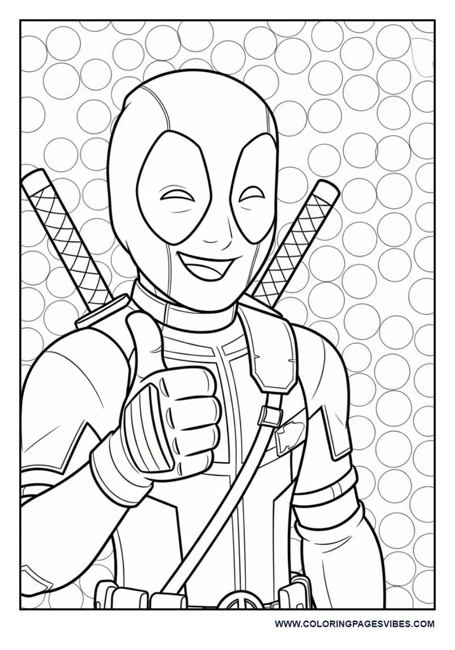 Deadpool Thumbs Up with Circle Pattern Background