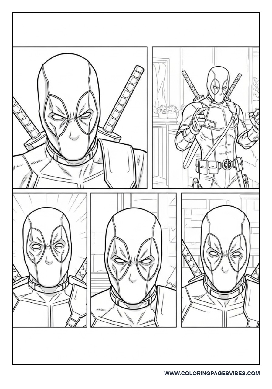 Deadpool with Comic Panel Story Layout