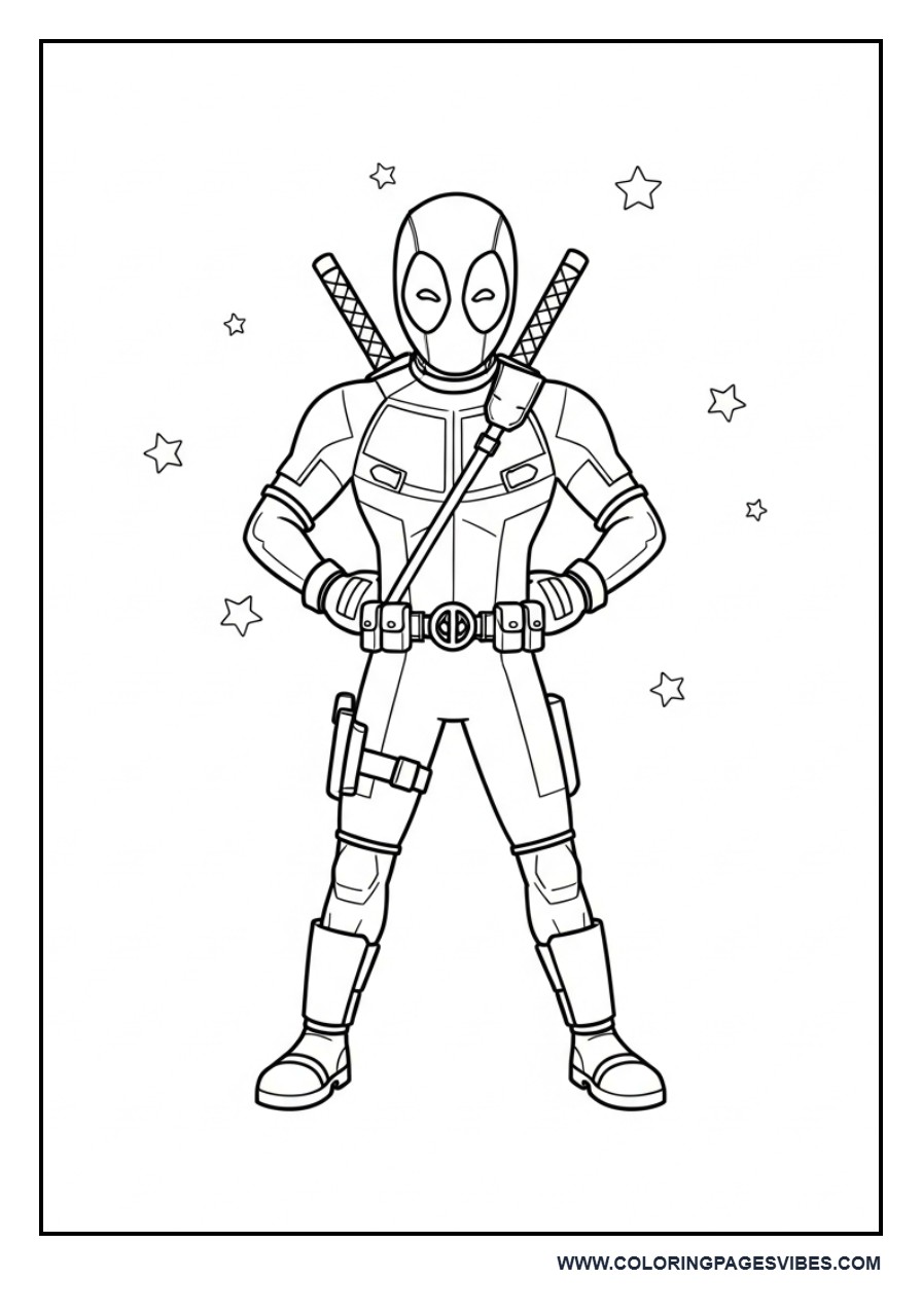 Deadpool with Stars Background