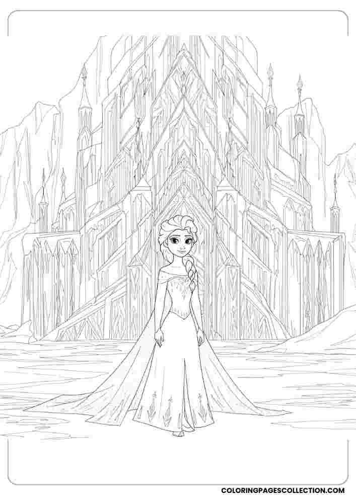 Elsa Running with a Trail of Snowflakes