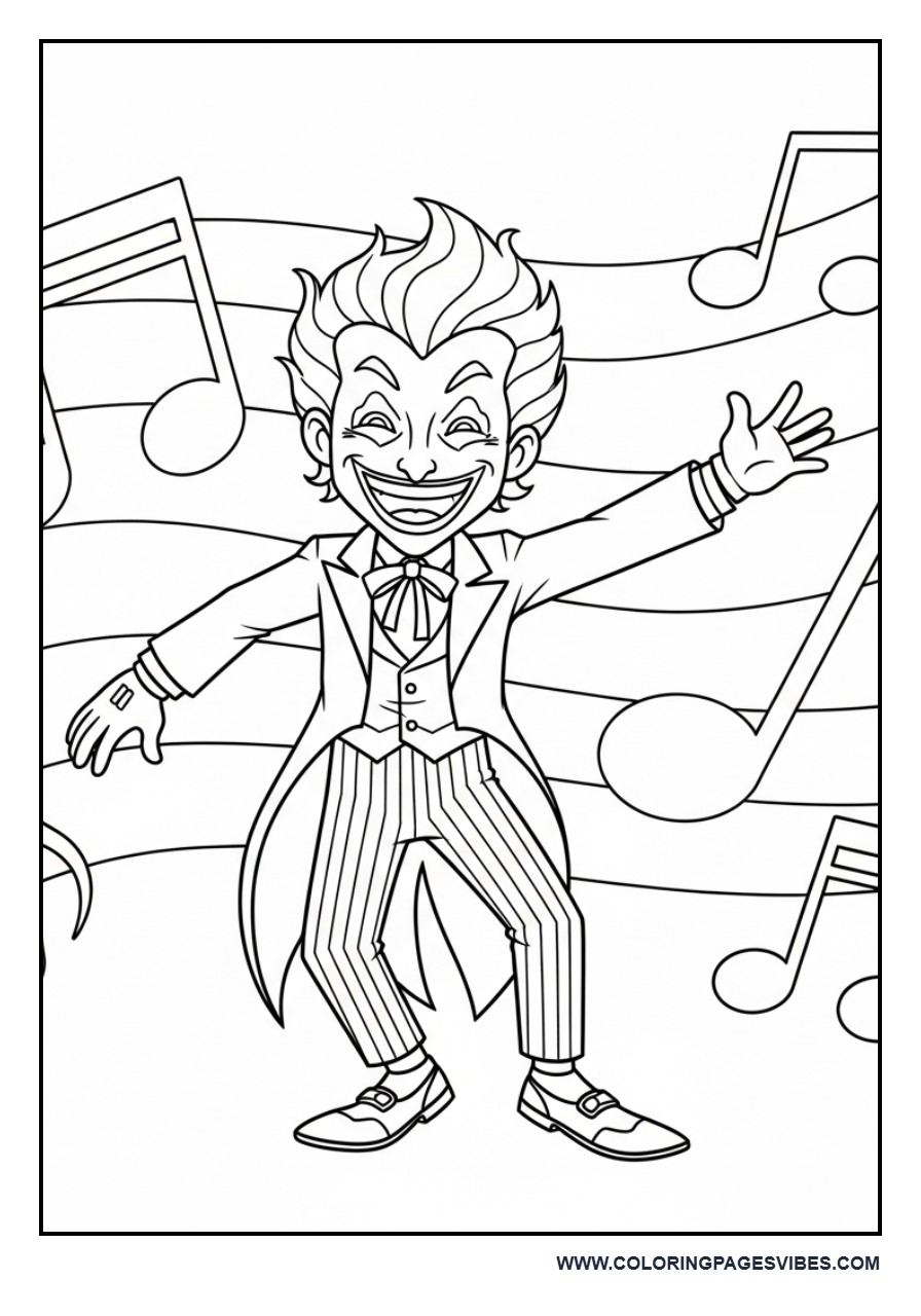 Joker Dancing with Music Notes