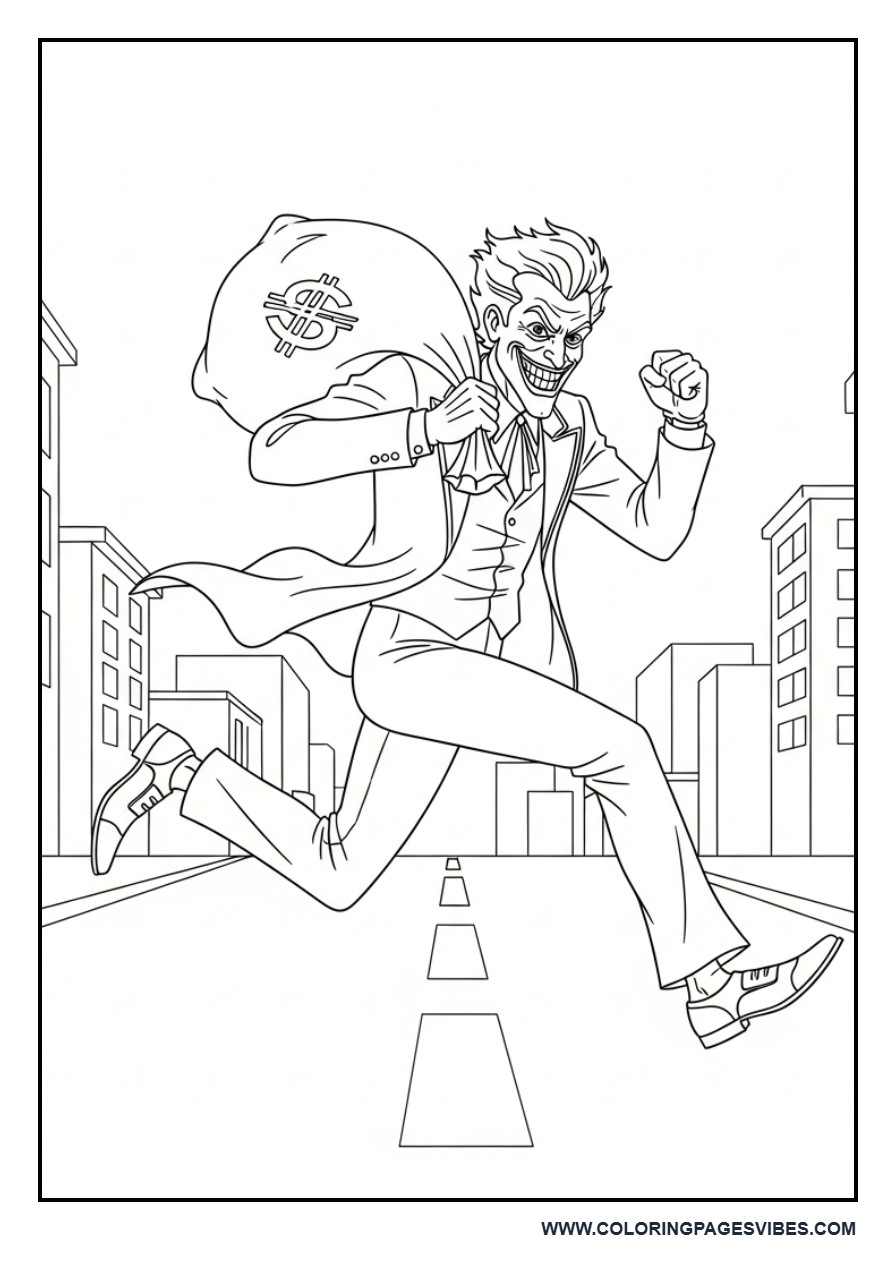 Joker Escaping with Money Bag