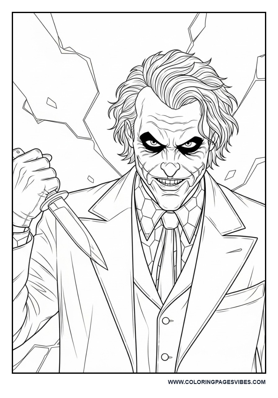 Joker Holding Knife Silhouette Style