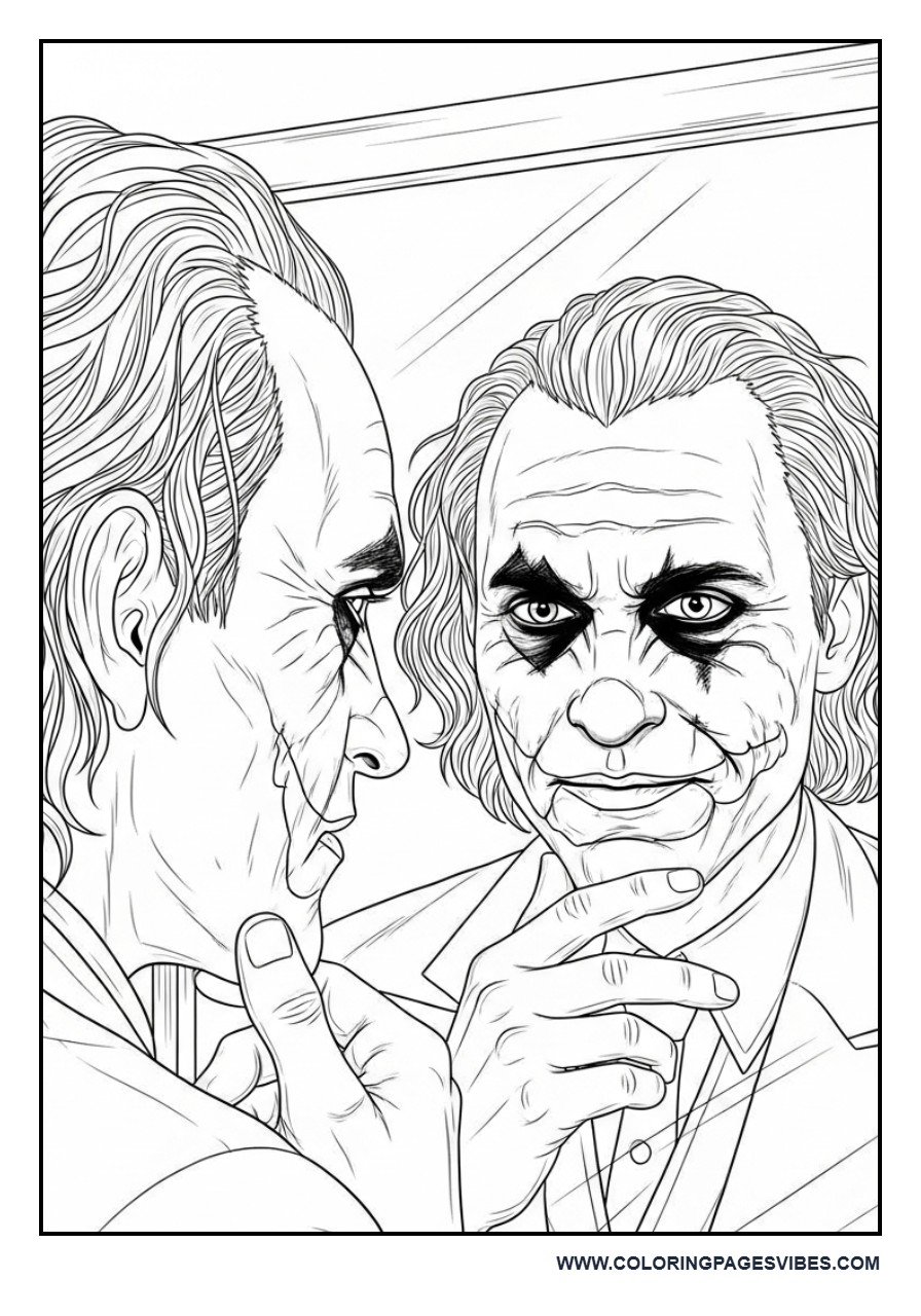 Joker Looking in Mirror Reflection