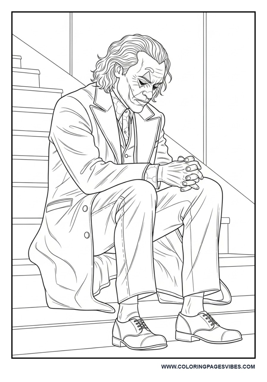 Joker Sitting Alone on Stairs