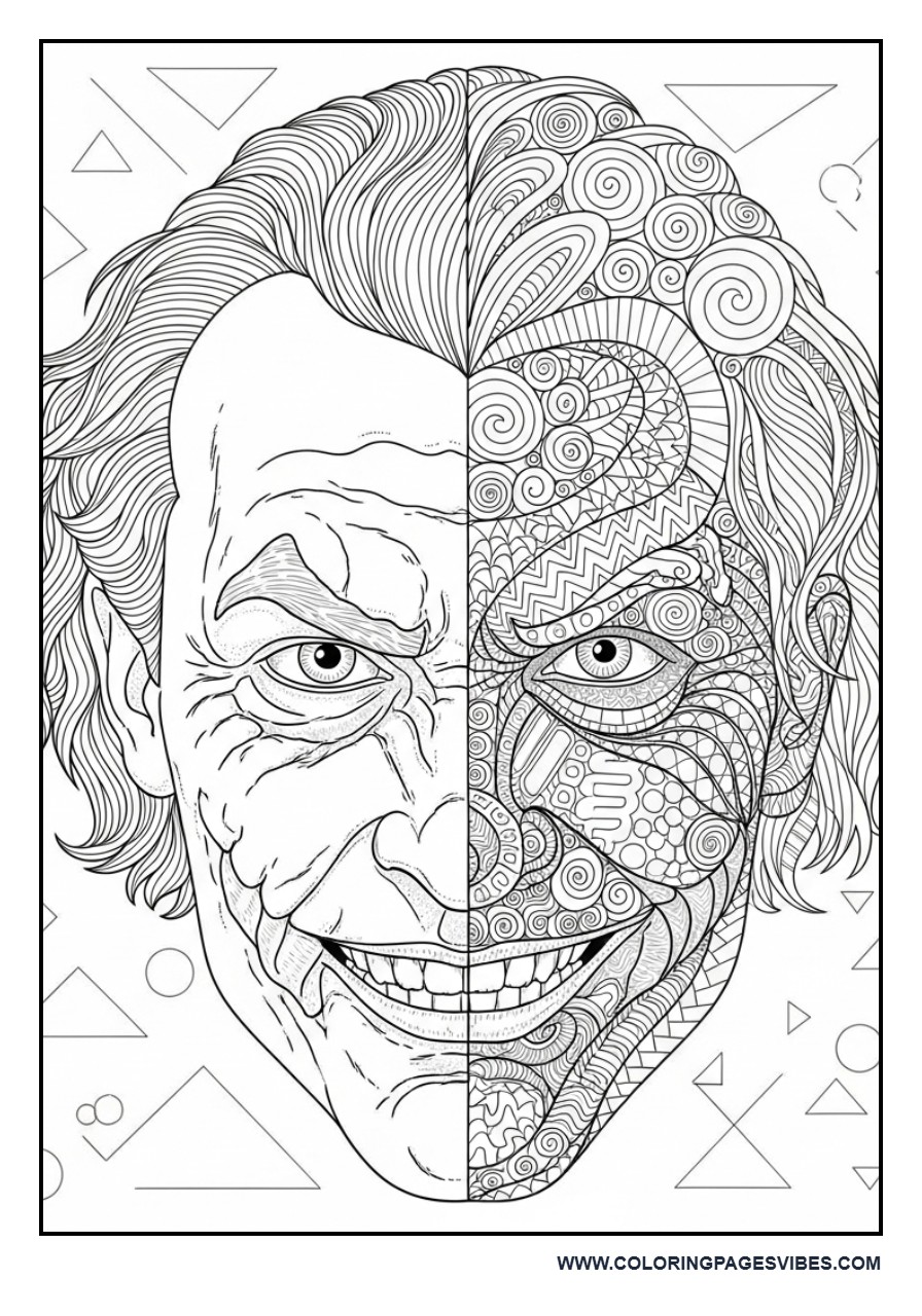 Joker Split Face Pattern Art
