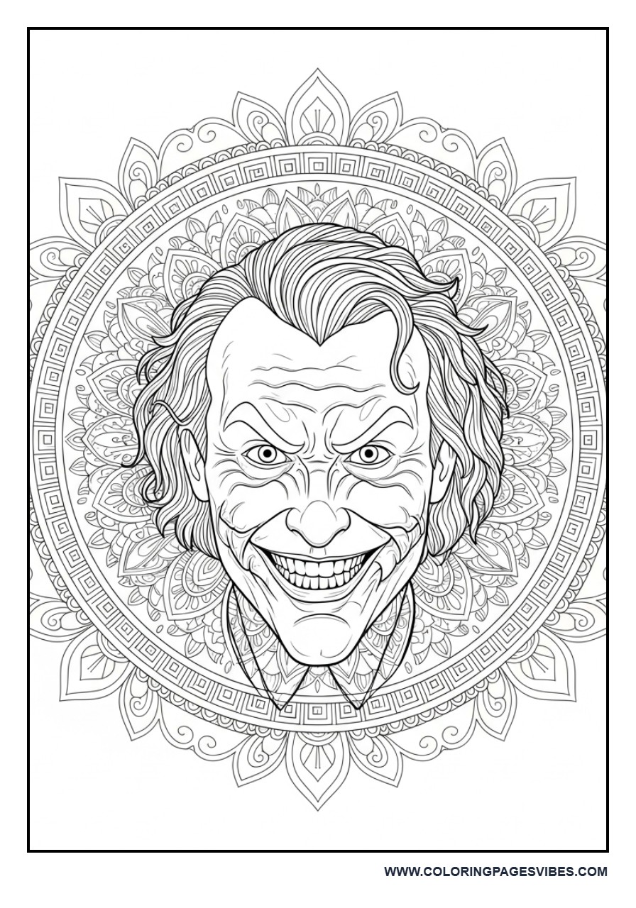 Joker Surrounded by Mandala Frame