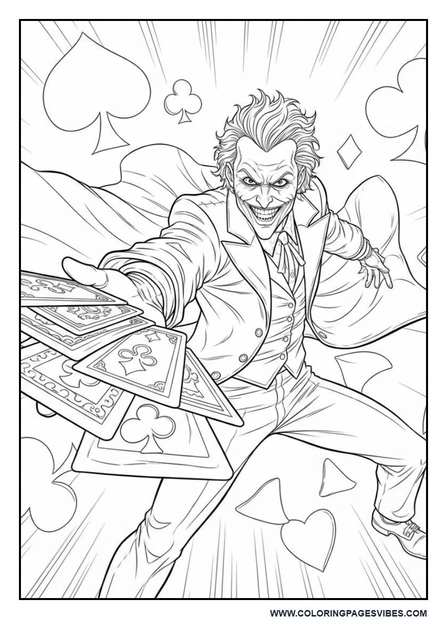Joker Throwing Playing Cards Action