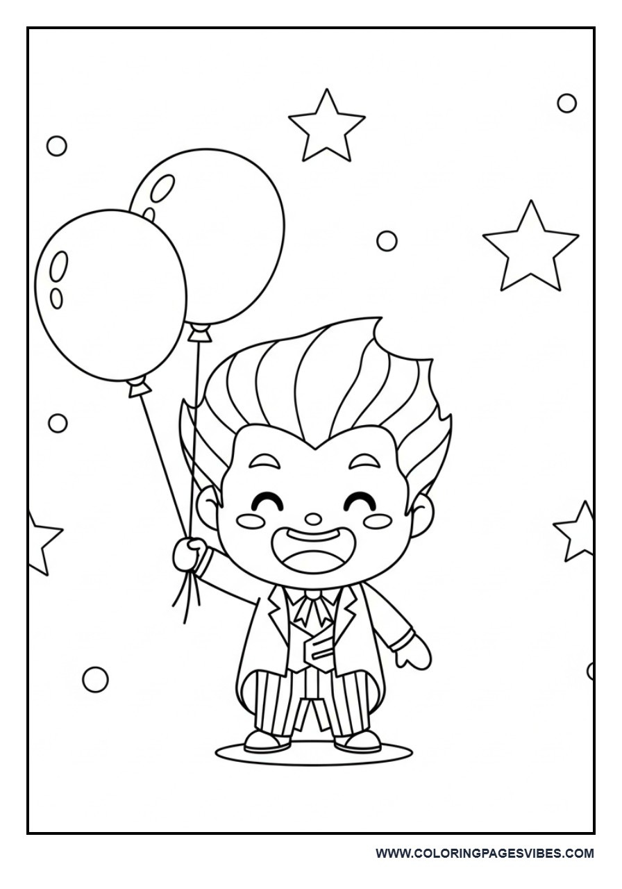 Joker with Balloons and Stars