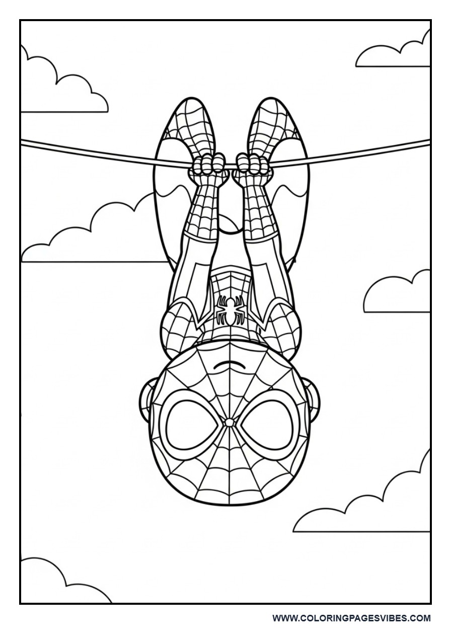 Chibi Spider-Man Hanging Upside Down