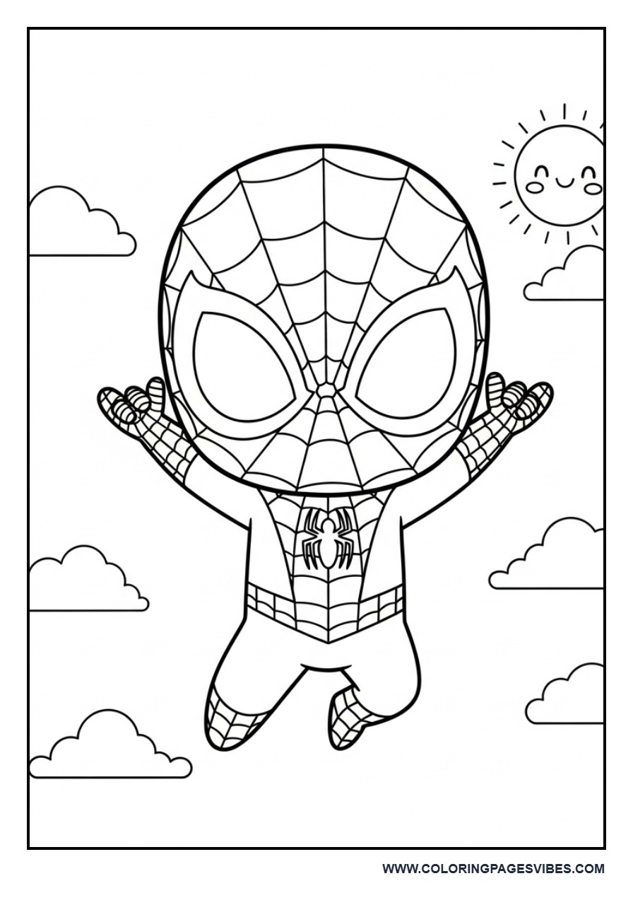 Chibi Spider-Man Jumping Joyfully