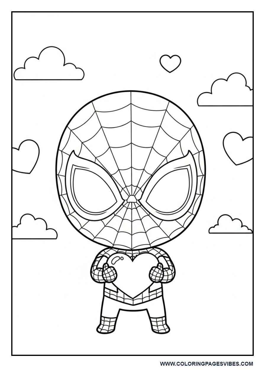 Chibi Spider-Man with Heart