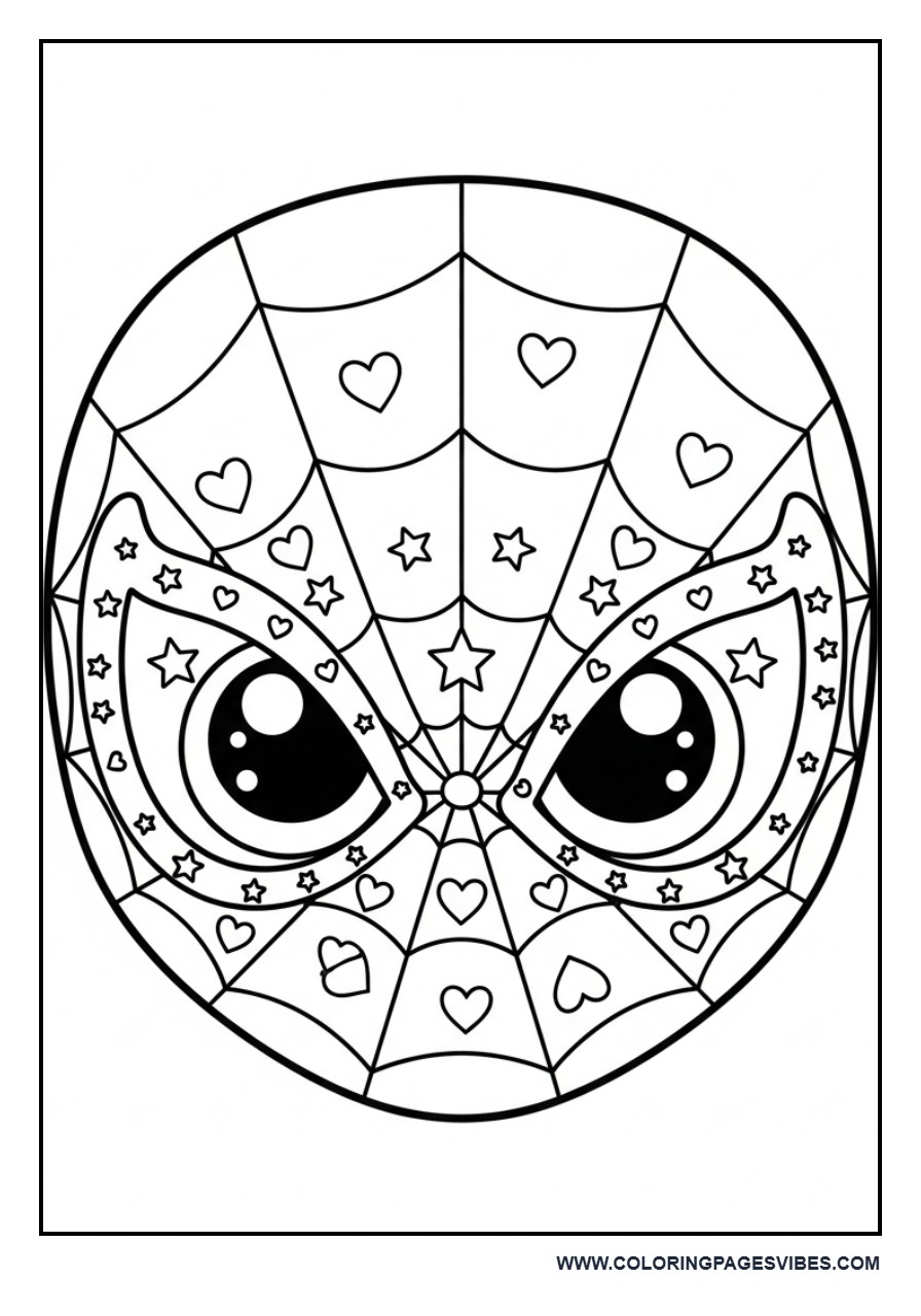 Cute Spider-Man Face with Symbols