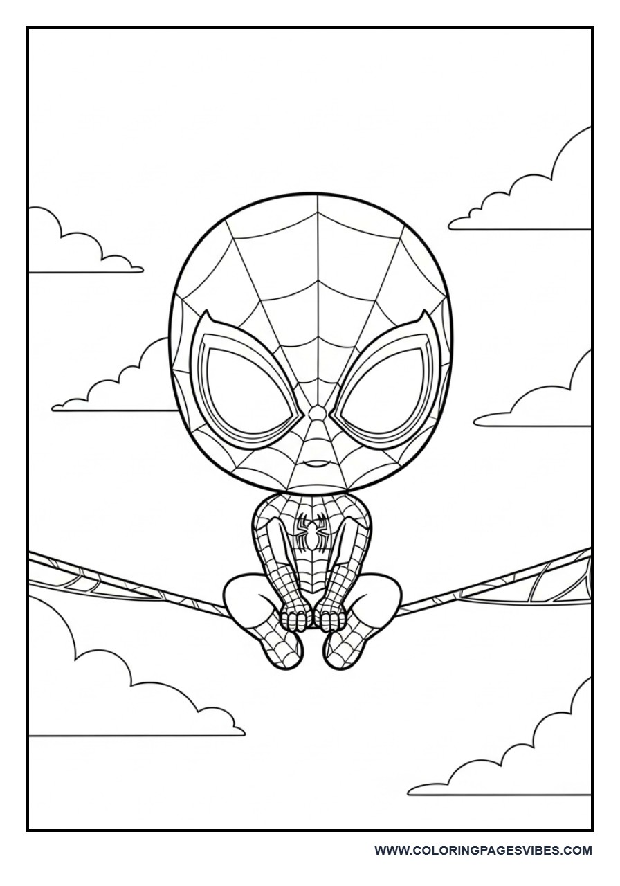 Cute Spider-Man Sitting on Web