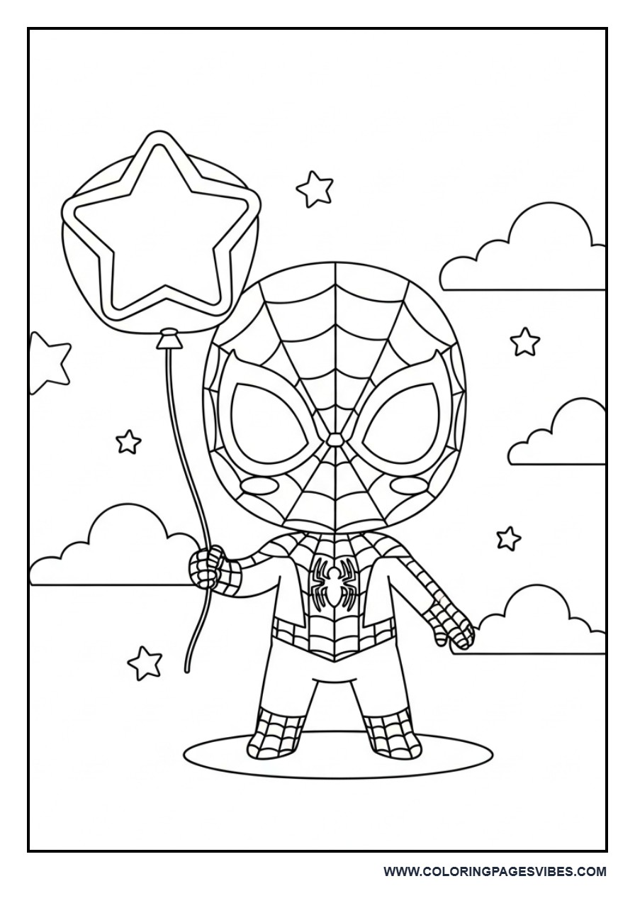 Cute Spider-Man with Balloon Star
