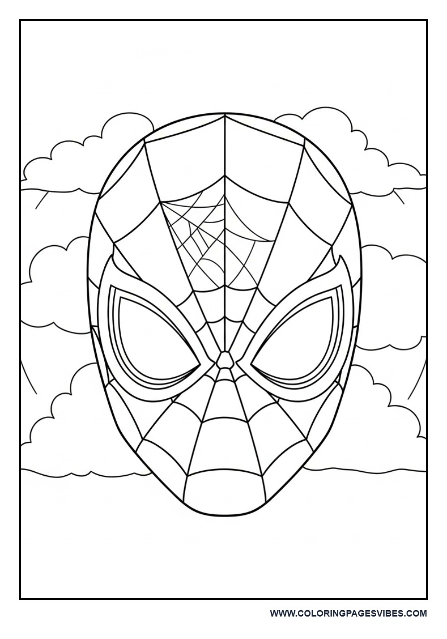 Spider-Man Face with Clouds