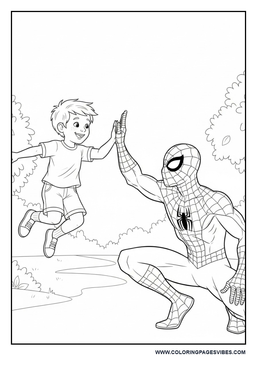 Spider-Man Giving High-Five to Kid