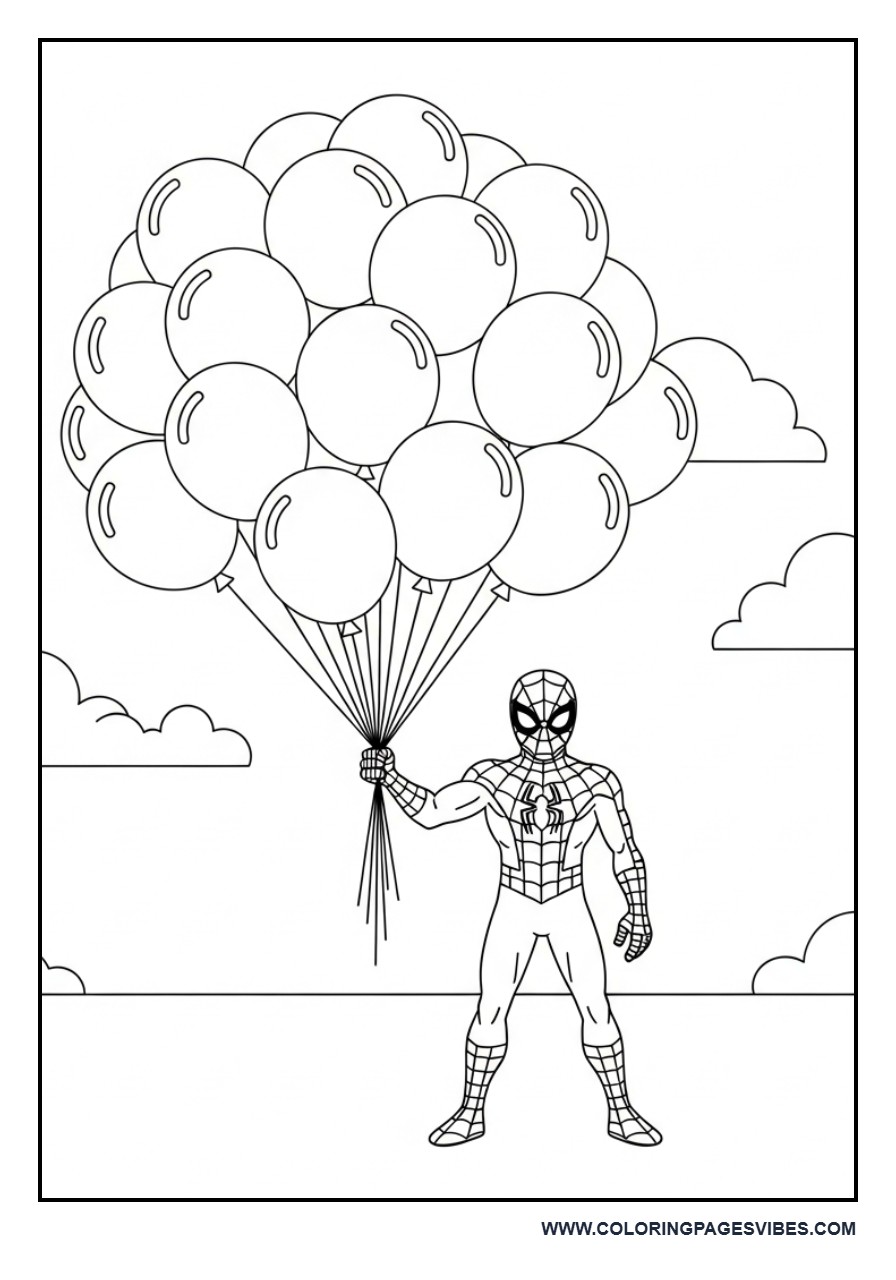 Spider-Man Holding Balloons