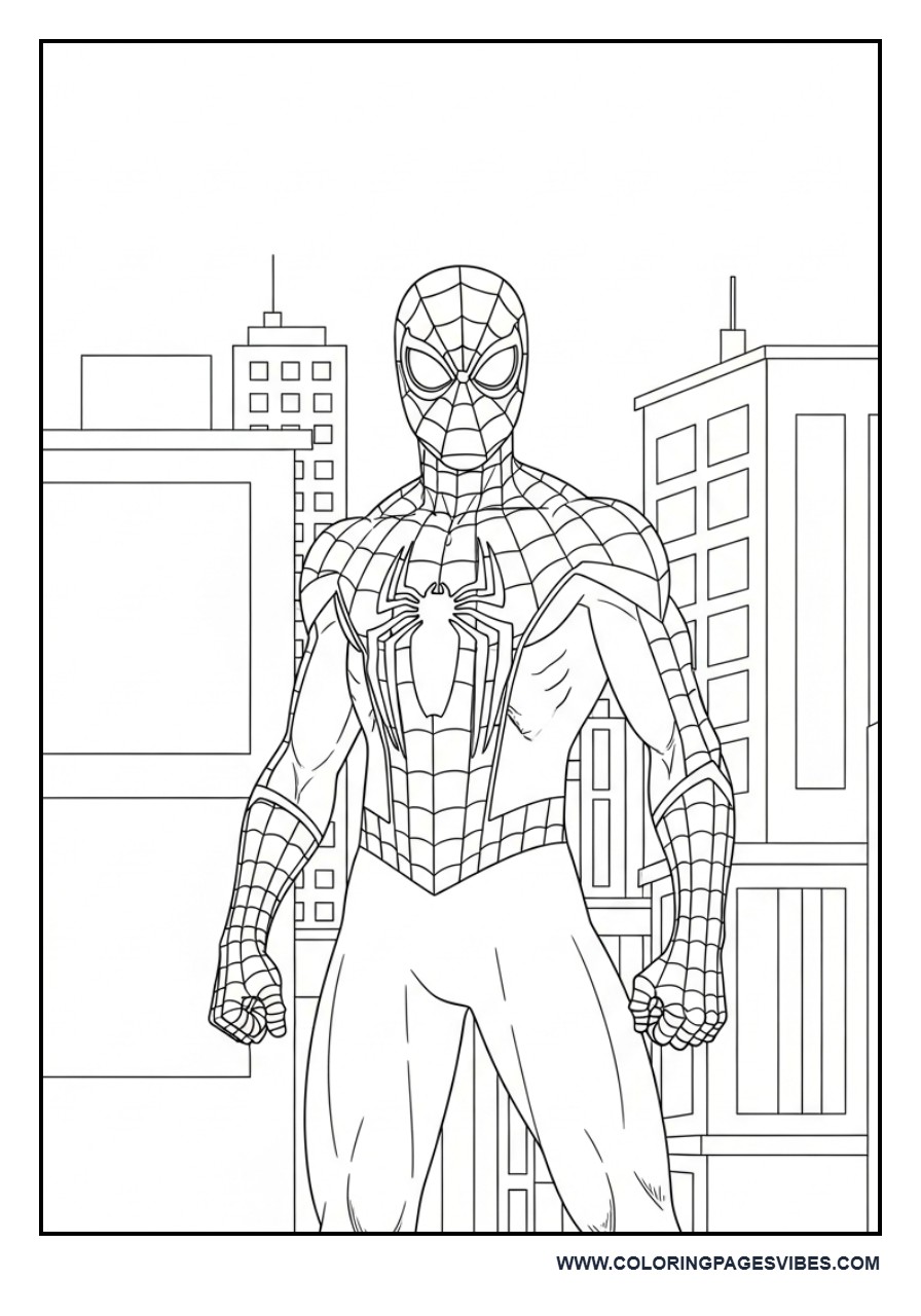 Spider-Man in Front of City Skyline