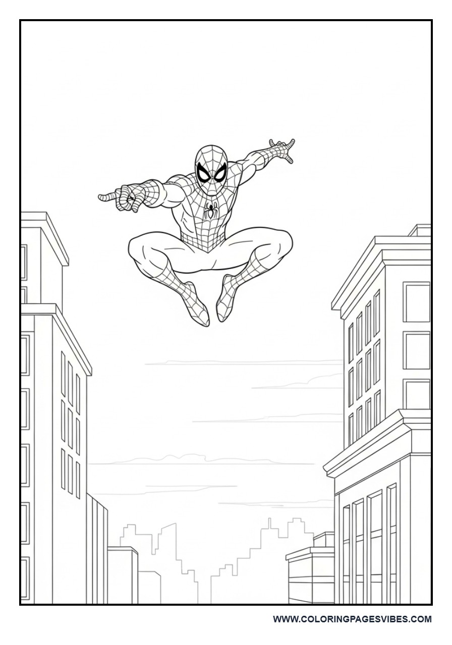 Spider-Man Jumping Between Buildings