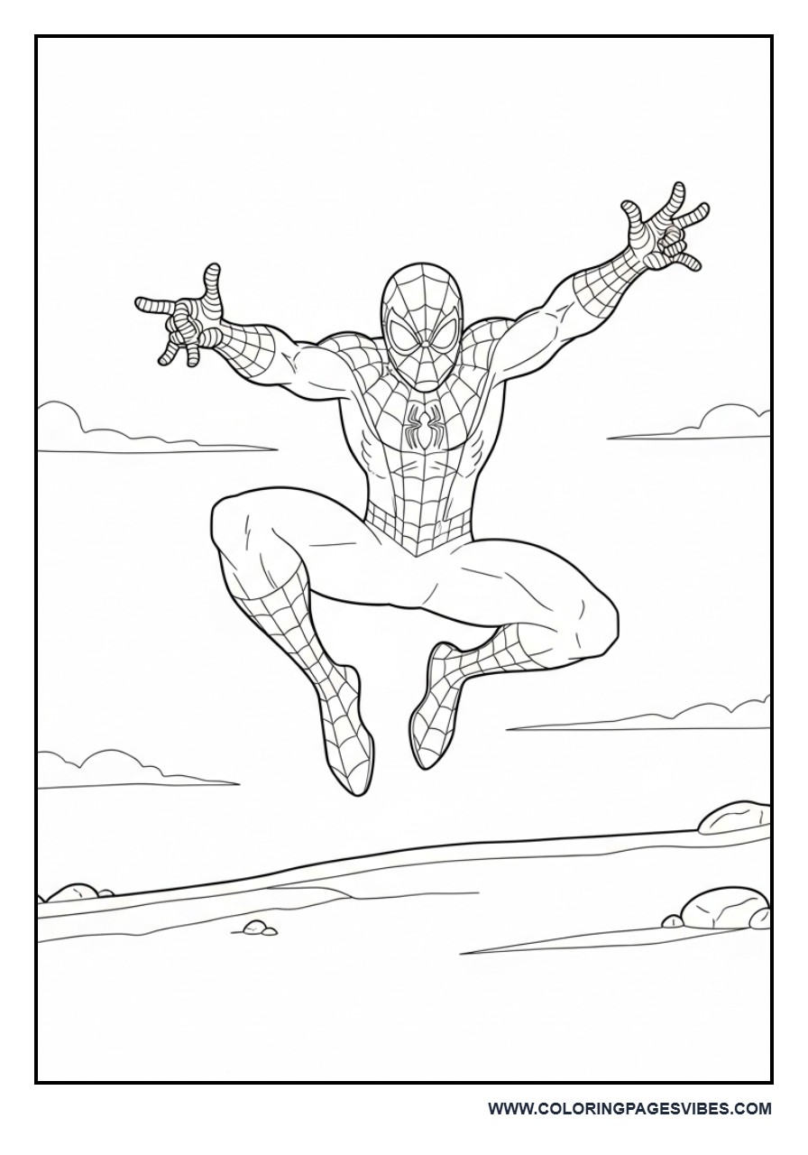 Spider-Man Jumping Over Ground Line