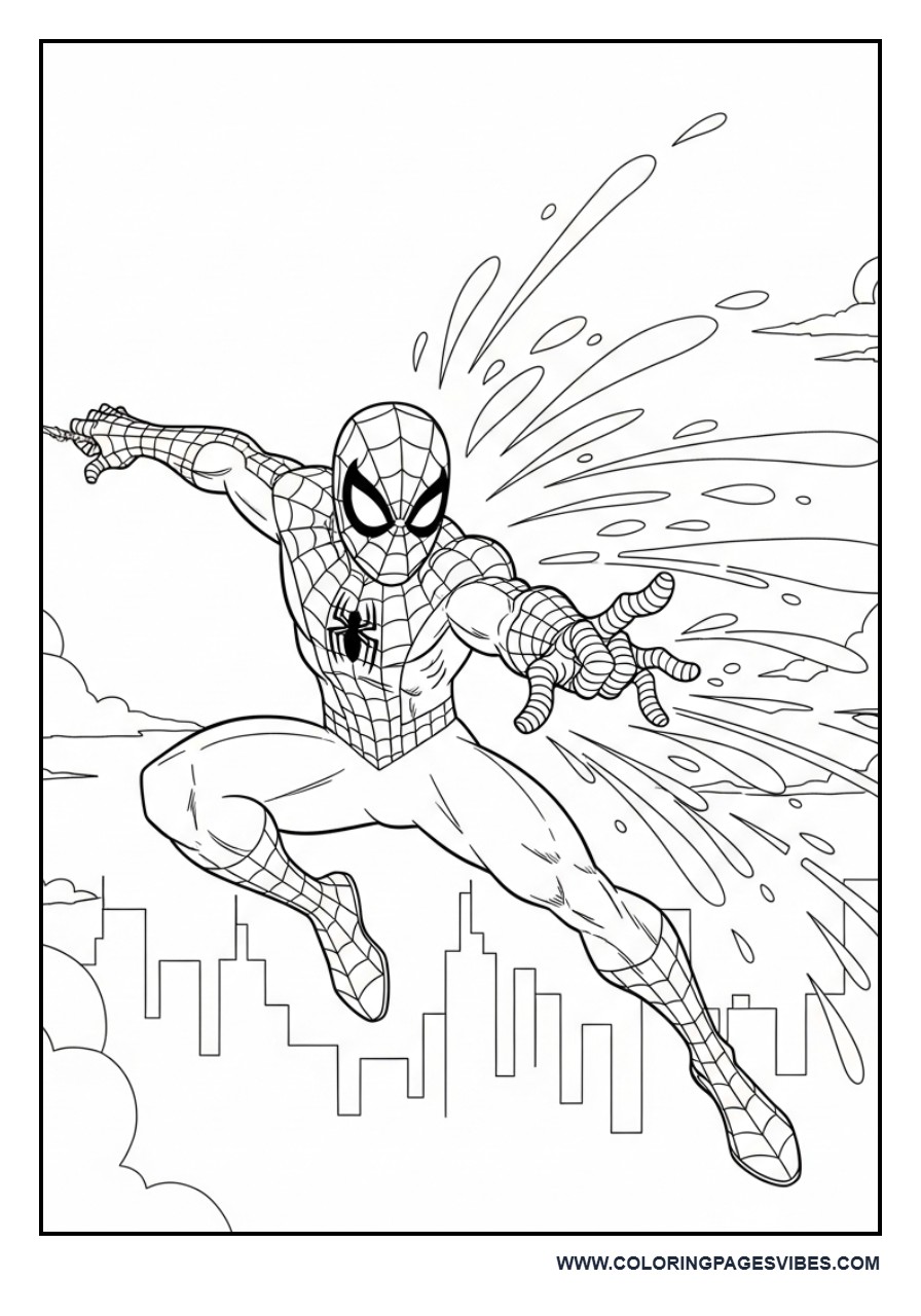 Spider-Man Jumping with Web Splash Effect