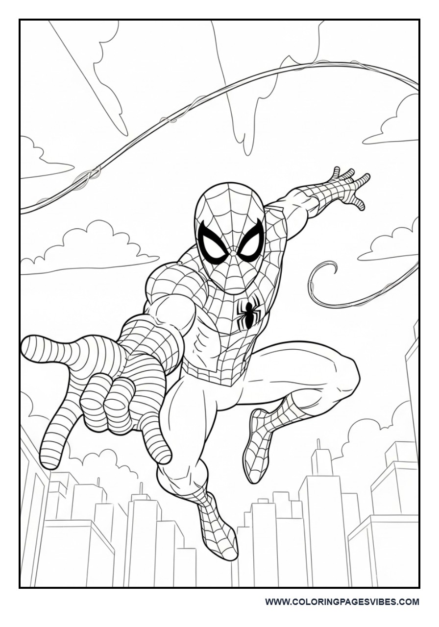 Spider-Man Jumping with Web Trail