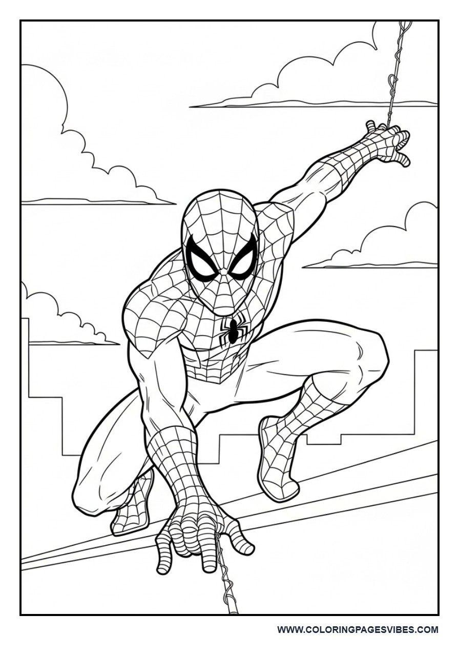 Spider-Man Leaning Forward Ready to Swing