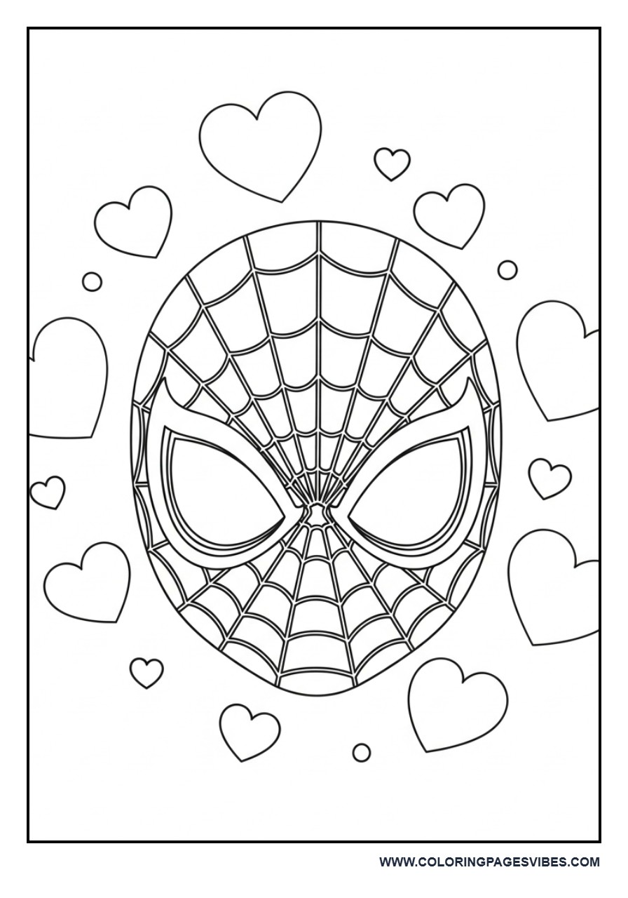 Spider-Man Mask with Heart Shapes